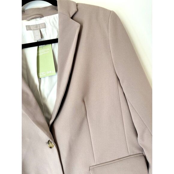 H&M 2 Button Classic Neutral Career Women's Blazer Beige Size Medium New - Picture 6 of 16